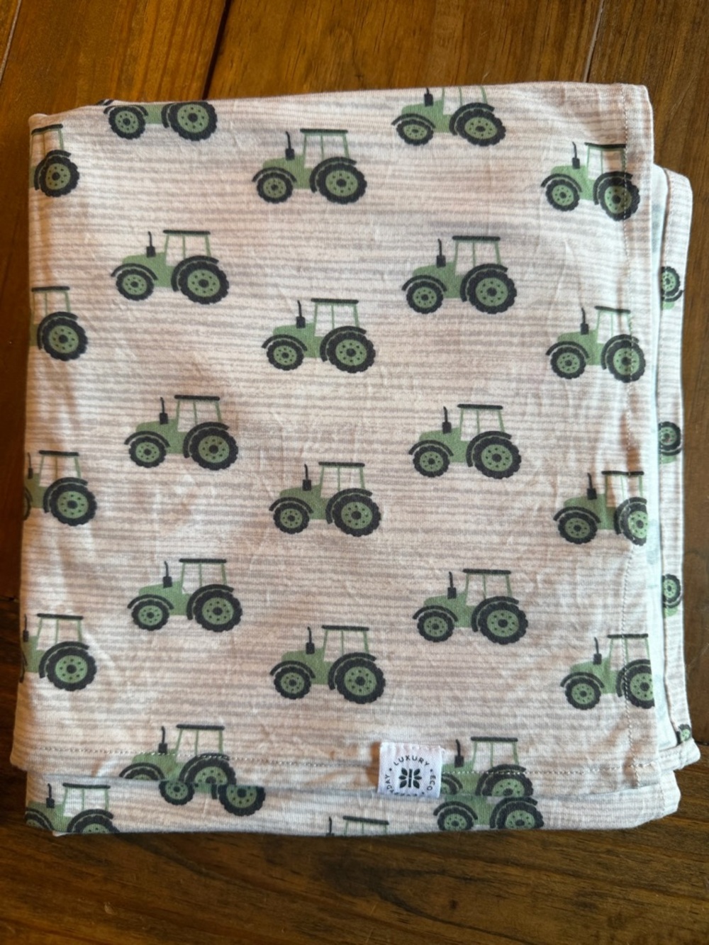 Sweet Bamboo Green Tractor Print Baby Swaddle Blanket